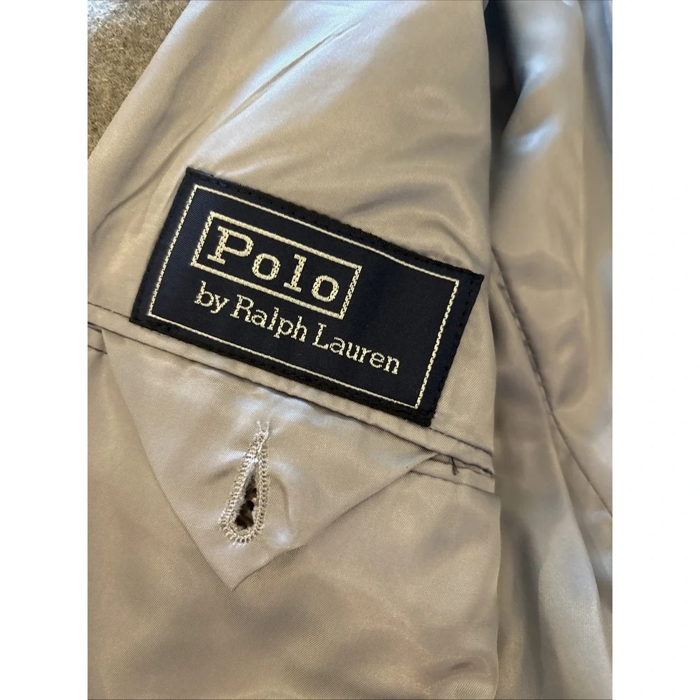 VTG Polo Ralph Lauren 2pc Wool Suit 43 Long Gray Ticket Pocket USA Cuffed 34x32
